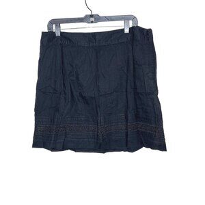 LOFT Skirt Womens Size 12 Black Cotton Mini Eyelet Trim Casual Preppy Work Large